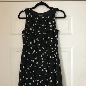 ADRIANNA PAPELL Polka Dot Ruffle Sleeveless Shift Dress